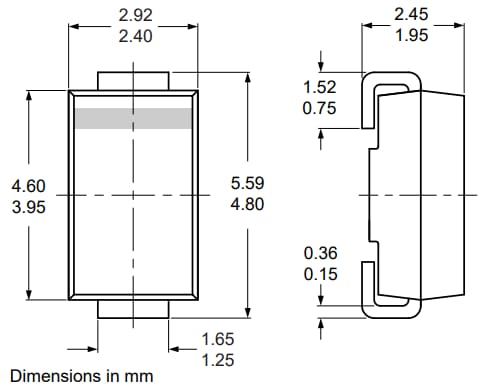 Technische Zeichnung - Nexperia MURS160A Ultraschneller Recovery-Gleichrichter